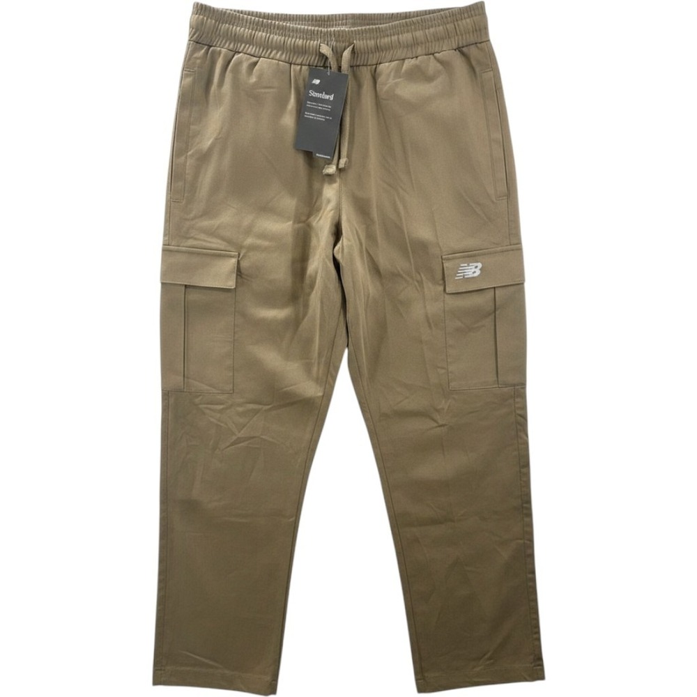 New Balance Mens Khaki Tan Cargo Pants MP33604 Elastic Waist Stretch Med NEW